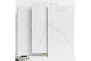 NAEIRON 10-Pack Peel and Stick Marble Wall Panels - Cloud White 12" x 24" PVC Waterproof Shower Tiles for Bathroom, Kitchen & Living Room Decor - Peel and Stick Backsplash Wall Panels for Walls