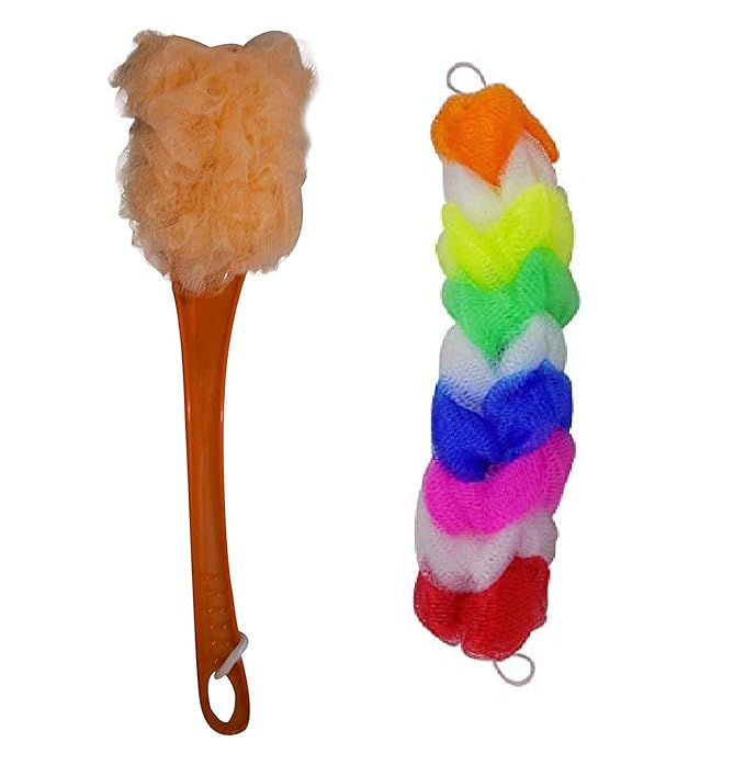 Majik Combo Of 2 Pcs Bathing Loofah For Women Ad Men For Back Body Clean (Multicolor), Pack Of 1