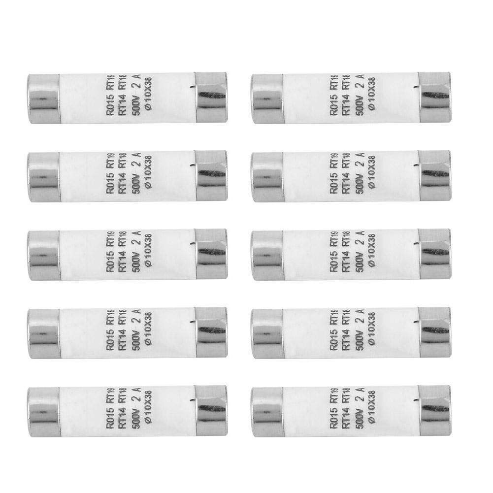Broco 10Pcs High Breaking Capacity Cylinder Fuse with Indicator Device 10x38 380-500VAC 2A