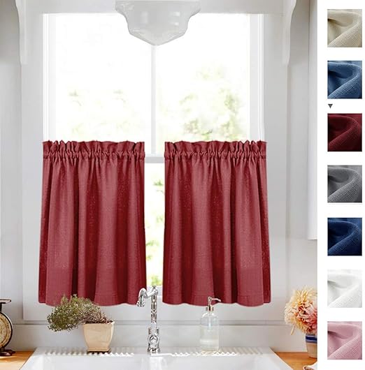 Amazon Com Tier Curtains Semi Sheer Short Curtains Kitchen Casual