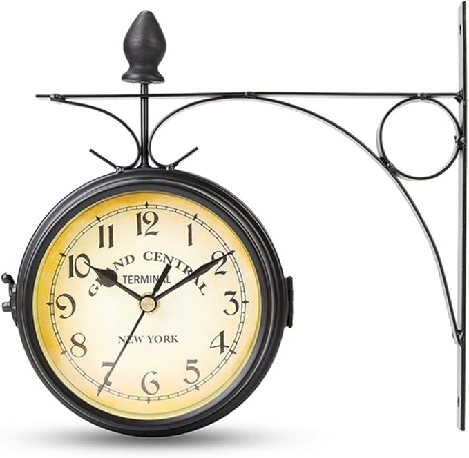 Antique Double Sided Wall Clock Creative Classic Wall Clock Retro Metal