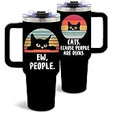 DUUV Cat Lover Gifts for Women, Rainbow Cat Tumbler for Mom Girls Friends Sister, Gifts for Birthday Christmas Thanksgiving, 40 Oz Tumbler with Handle Lid and Straw, 1PCS