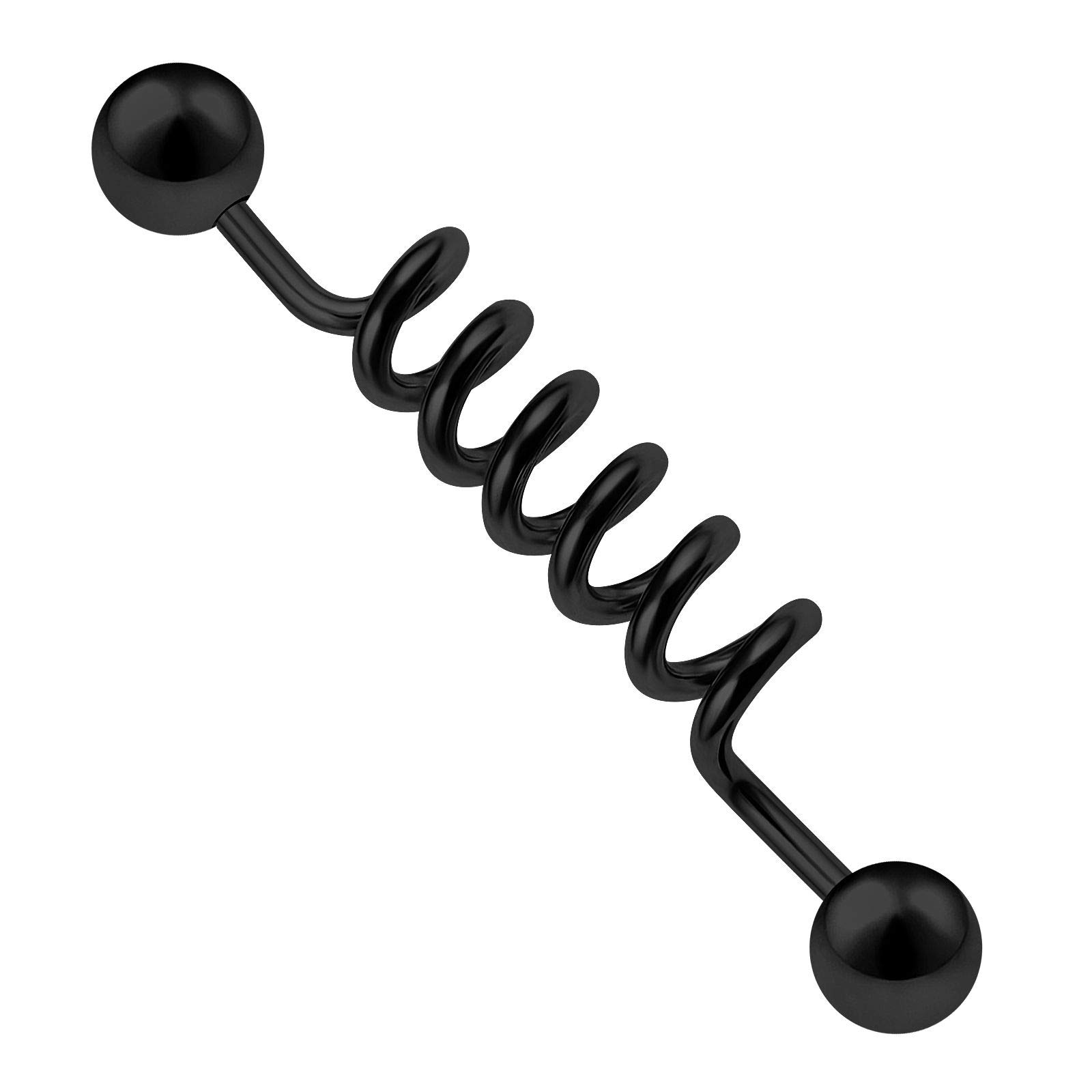 Surgical Steel Black Industrial Scaffold Barbell Ear Stud Coil 14 Gauge 1 1/2 38mm Earrings Cartilage Piercing Jewellery 2575