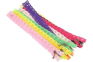 10Pcs Lace Zipper, Mixed Style Bud Silk Shape Nylon Sewing Accessories for Clothing Design, with Smooth Durable Zipper for DI