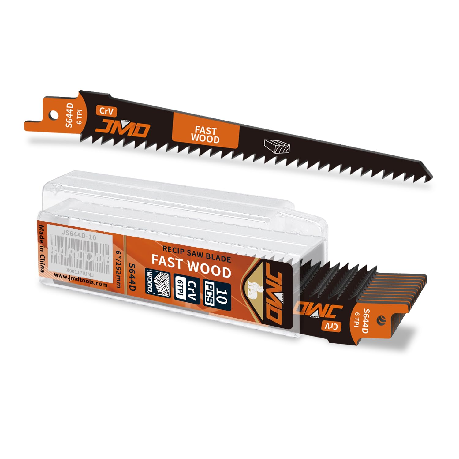 JMD 10-Piece S644D Reciprocating Saw Blades Wood 6TPI Recip Saw Blade Set for Wood 152mm Compatible with Bosch Dewalt Milwaulkee etc