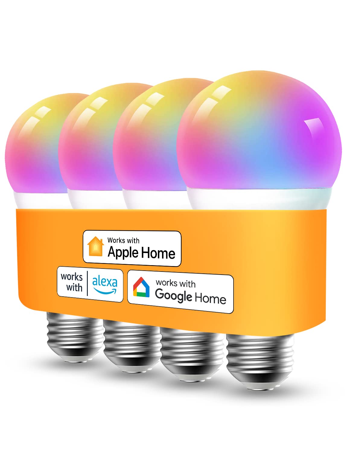 Photo 1 of Refoss Smart Bulbs Works with Apple HomeKit, Color Changing Smart Light Bulbs Compatible with Siri, Alexa and Google Home, A19 LED Bulb, E26 Fitting, 2700K-6500K Dimmable, 9W 810 Lumens, 4 Pack