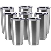 HASLE OUTFITTERS 20oz Tumblers Bulk Stainless Steel Cups with Lid Double Wall Vacuum Insulated Coffee Mugs for Cold & Hot Drinks 8 Pack