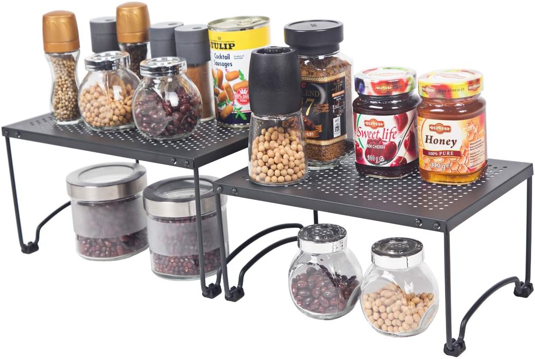 Counter Top Organizer Shelf,Expandable Stackable Kitchen Cabinet,for Kitchen Bathroom Laundry Room,2 pack