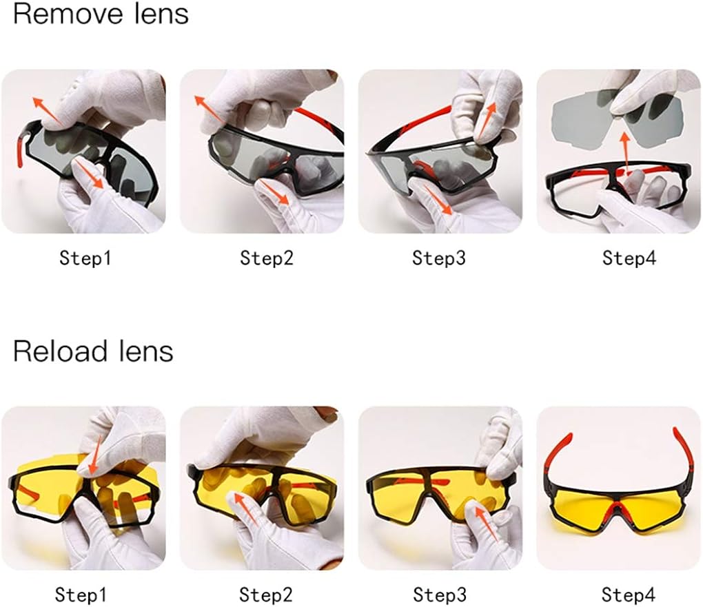 Long Keeper Cycling Glasses with 3 Interchangeable Lenses Polarised Sport Sunglasses Anti-UV400 Windproof Cycling MTB Goggles for Men Women (Grey+Yellow+Green) - Image 5