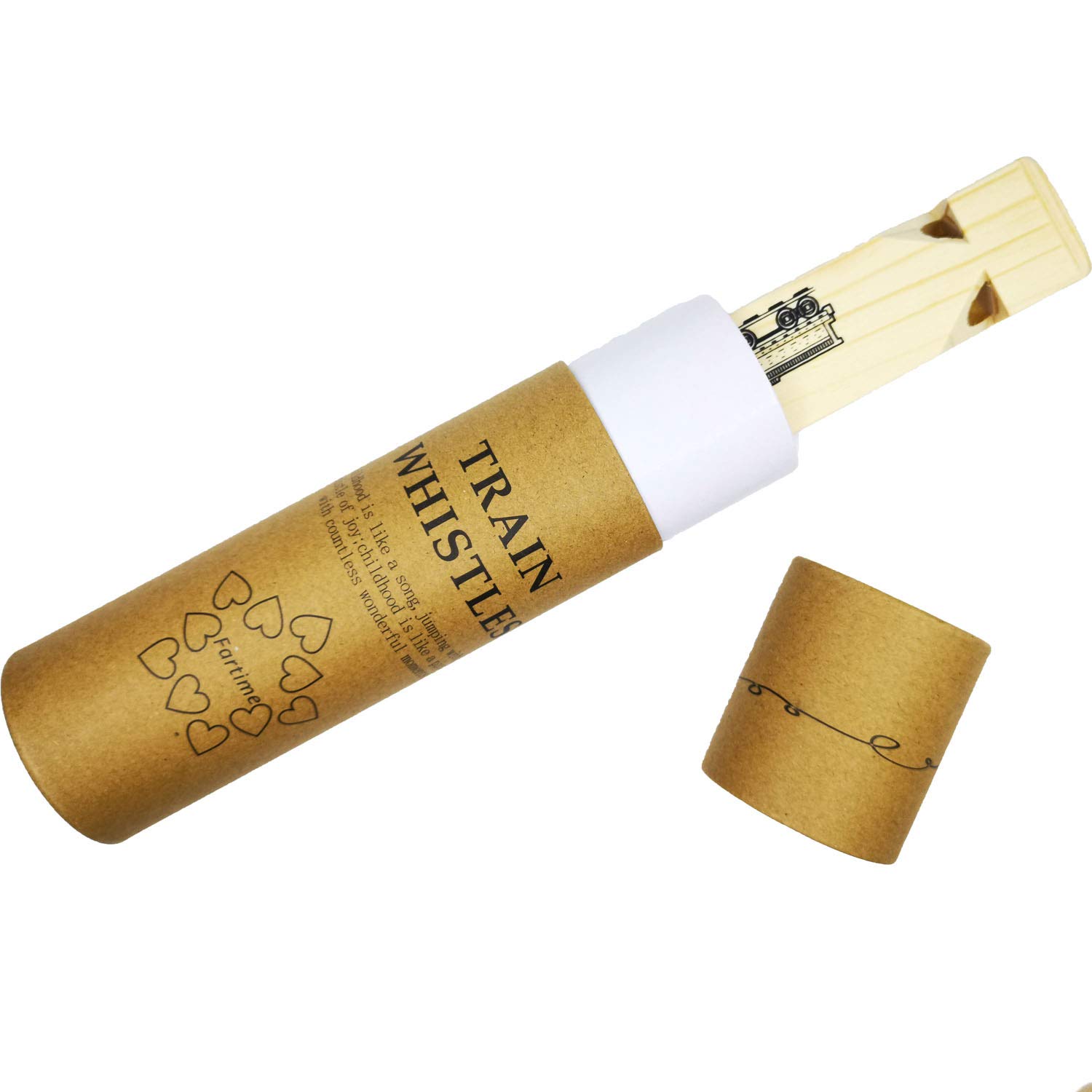 Wooden Train Whistle With A Beautiful Gift Box, 4 Tone Toddlers Educational Party Favors Toy Gift with Blast Chart for Kids