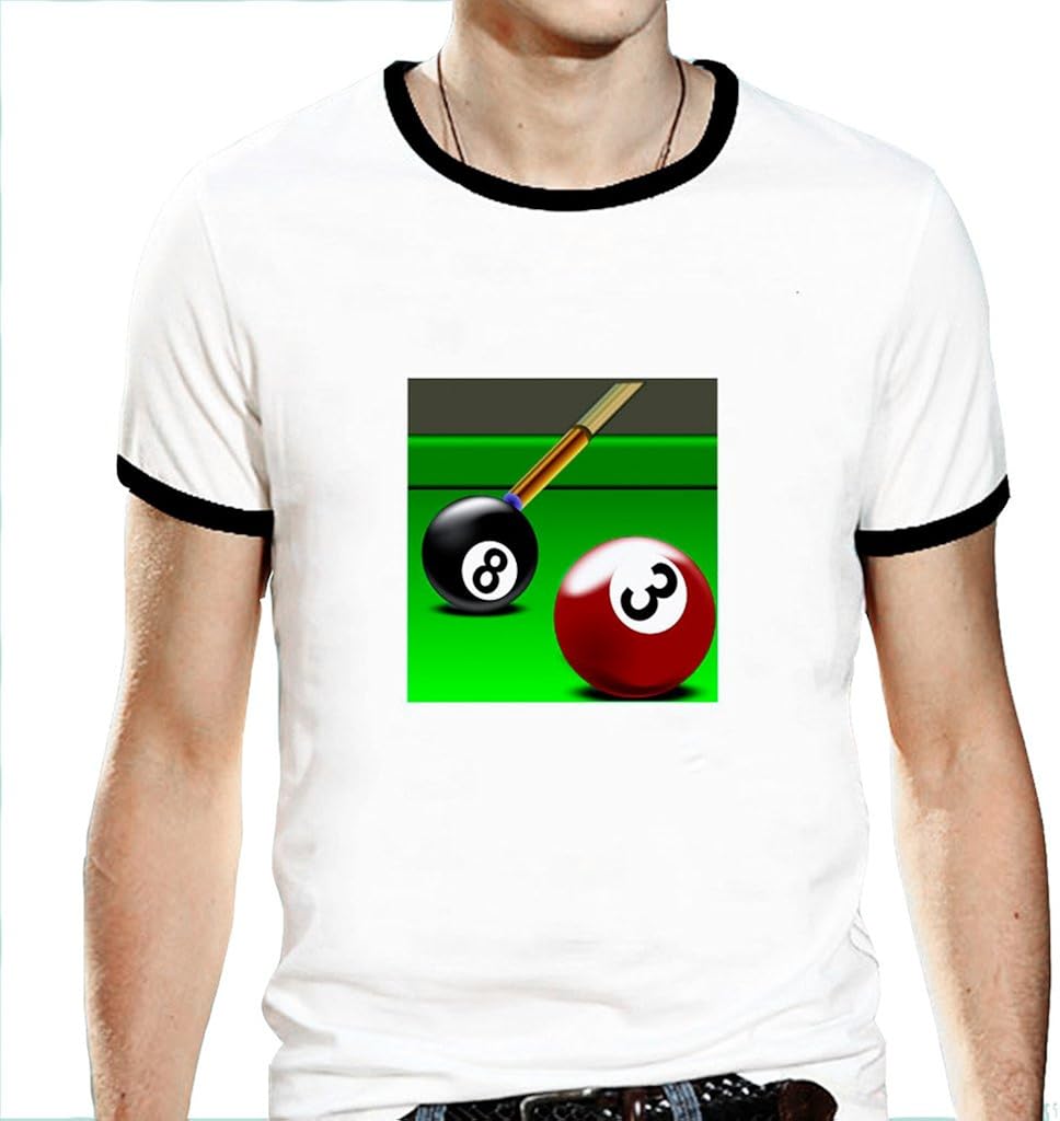 Crew Neck Tee Loisir Billard Men Shirts 2XLarge Clothing