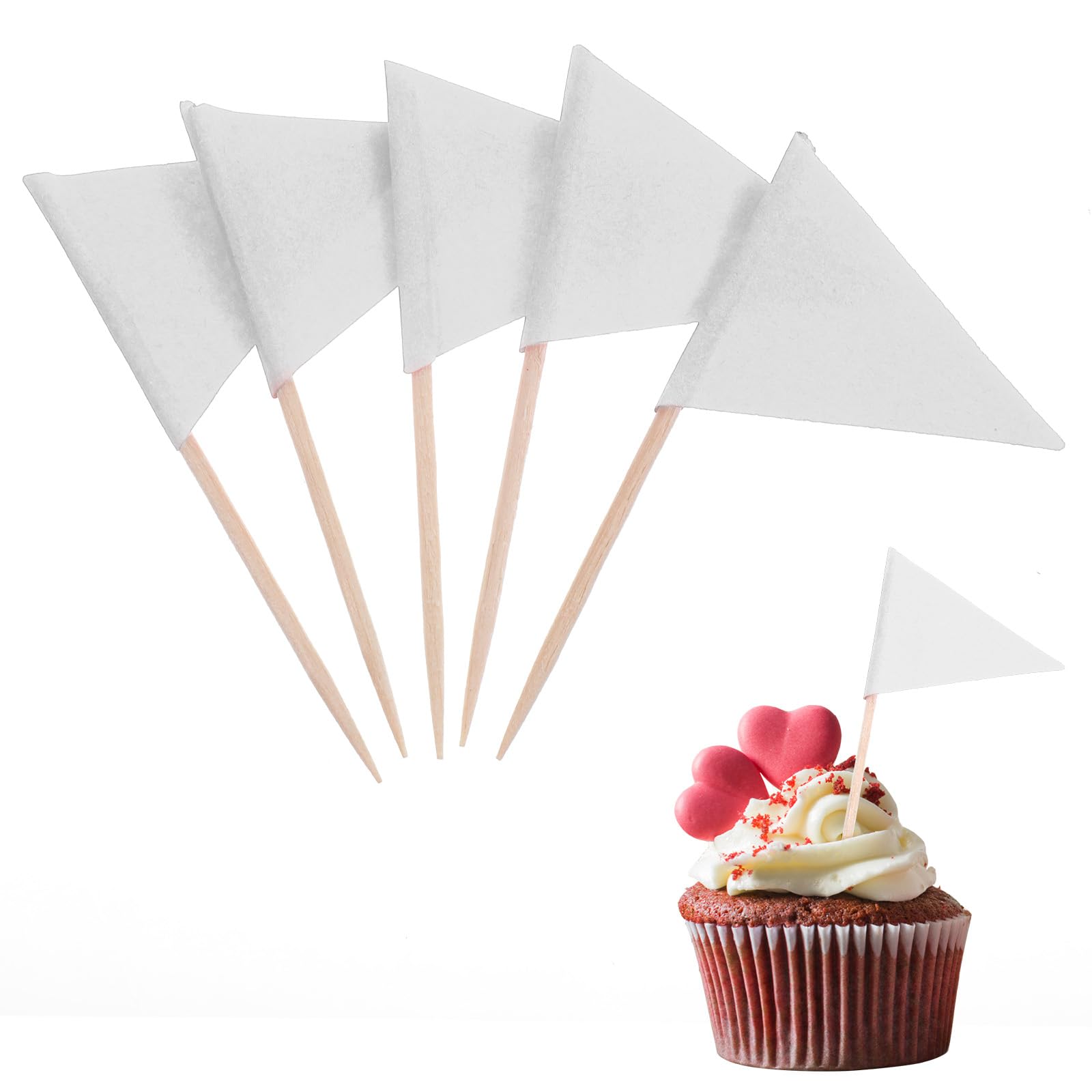 Photo 1 of Ymapinc 100 Pcs White Flag Cupcake Topper Sticks, Mini Golf Flags Toothpicks for Fruit Salad Masters Party Decorations, Blank White Cupcake Toppers for Appetizers