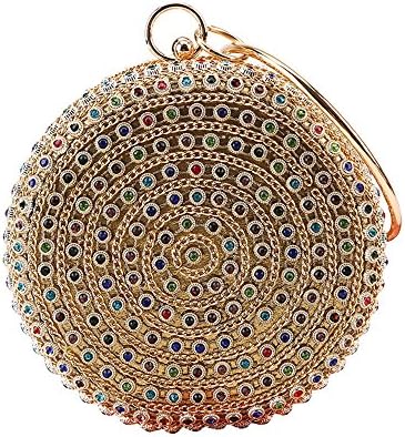 missfionaWomens Round Clutch Evening Handbag Jeweled Ring Top-handle Party Bag