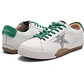 MVEUAC Fashion Star Sneakers for Women,Breathable and Non-Slip Cowhide Suede Casual Shoes,Lace-Up Low Top Women’s Sneakers – Walking Shoes for Versatile Daily Work