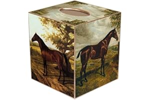 MARYE-KELLEY Horses Paper Mache Tissue Box Cover