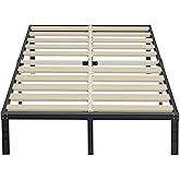 ZIYOO Queen Bed Frame 14 inch High 3 Inches Wide Wood Slats with Heavy Duty 3500 Pounds Support for Mattress, No Box Spring Needed, Easy Assembly, Noise Free