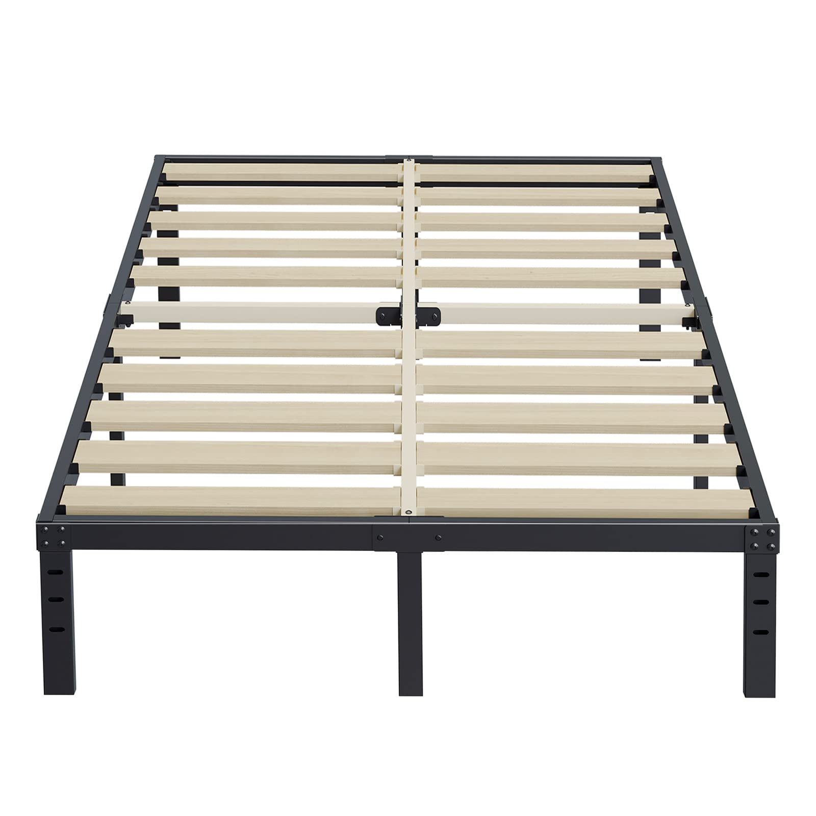 Photo 1 of ZIYOO Full Size Bed Frame 14 Inches High 3 Inches Wide Wood Slats with 3500 Pounds Support for Foam Mattress, No Box Spring Needed, Underbed Storage Space,Easy Assembly, Noise Free