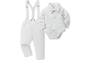 SOLOYEE Baby Boy Suit 0-24M Infant Clothes Gentleman Wedding Outfit Shirt+Bowtie+Vest+Corsage+Suspender+Pants Clothing Set