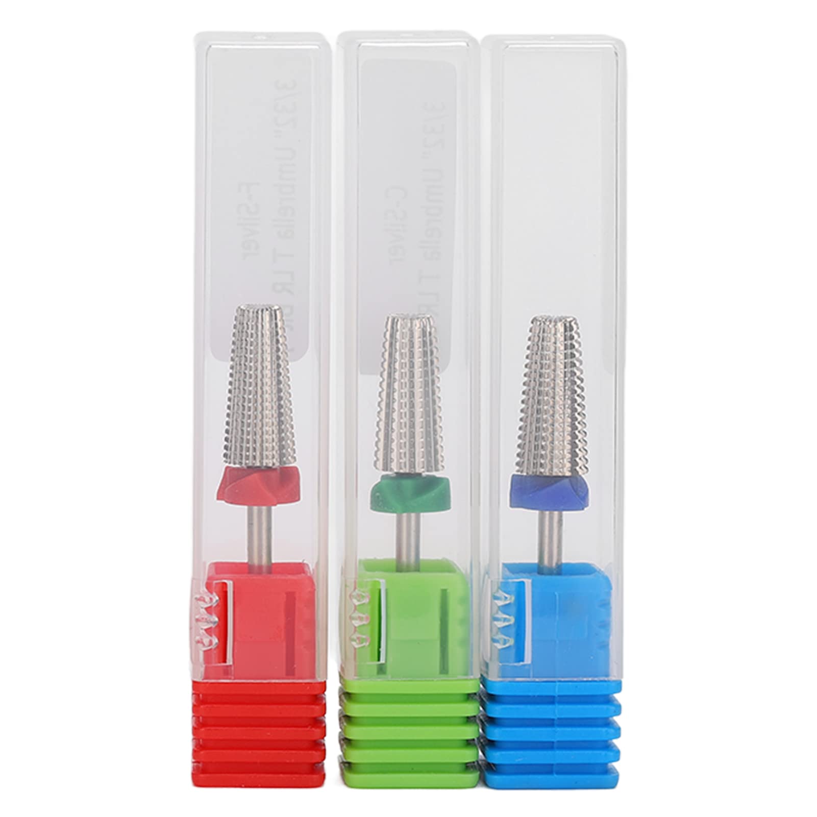 Brrnoo 3Pcs Safety Nail Drill Bits Set - Acrylic Gel Nail Tools, Medium Fine Coarse Cuticle Tools, Remove Gel Polish (Silver)