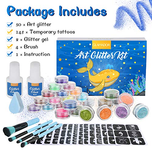 Glitter Tattoo Set GLAMADOR Temporary Tattoo Kit30 Large Glitter
