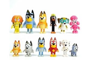 VILIV 12 Pcs Wolfs-Bluey Figures Toys Playset, Wolves-Action Figurines Family and Friends Set