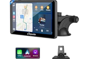 Carpuride C3 Wireless Portable Carplay Car Stereo 7 Inch IPS Touch Screen Car Play Radio Receiver with Android Auto, Mirror Link, Bluetooth, Voice Control, AUX, FM, GPS Navigation