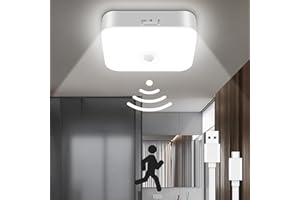 TOOWELL Rechargeable Motion Sensor Ceiling Light Indoor - 10000mAh Battery Operated Closet Light,500LM Motion Activated Wireless Lights for Closet Shower Bathroom Pantry Hallway Porch Stair 5000K