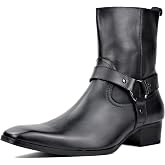 COWSDELLA Men's Genuine Leather Ankle Glitter Stylish Fashion Chelsea Casual Walking Dress Boots with Zipper CD-JY015-R
