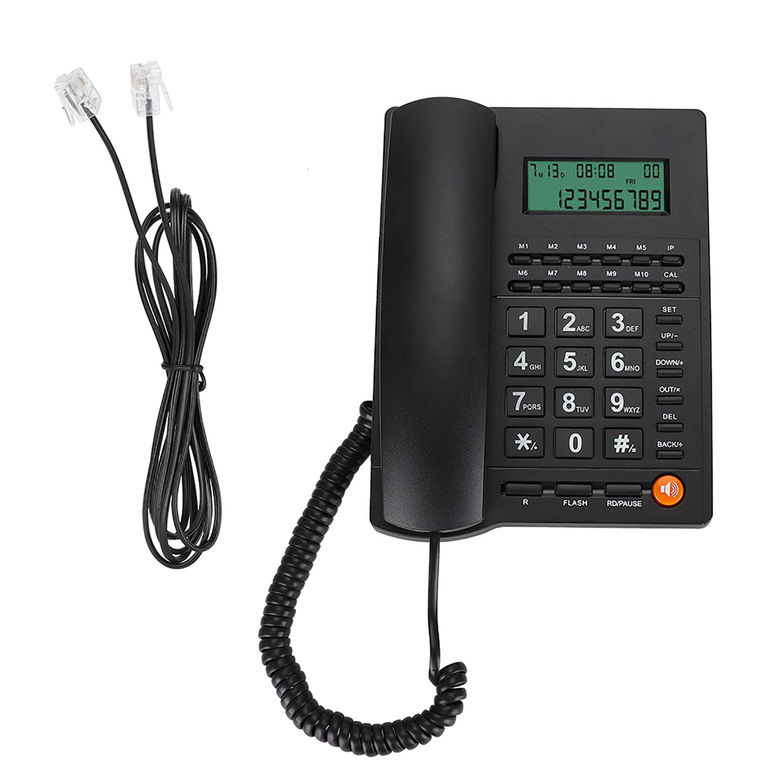 Fockety Corded Phone, Landline Phone with Backlit Display, Big Buttons, Caller ID, Answering System & Adjustable Volume, Desk Corded Telephone for Home, Office, Hotel, Restaurant (Black)