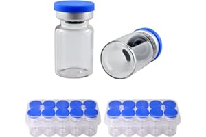 Awilzzoe 5ml Borosilicate Glass Vials with Secure Pre-Installed Flip-Top Caps, 20 Pcs (2×10-Pack) with Clear Storage Case, 22