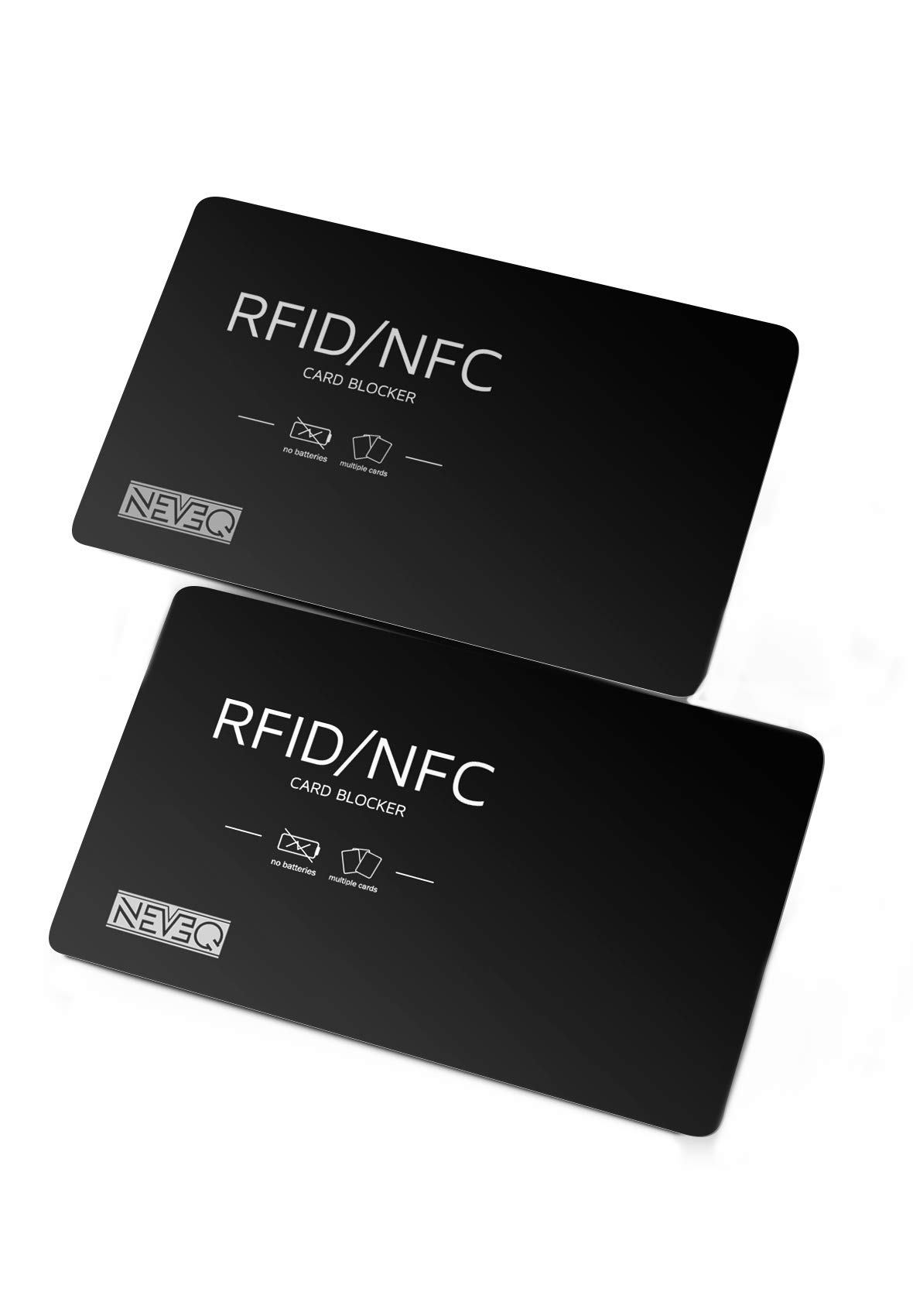 NEVEQ RFID & NFC Blocking Card - Anti-Theft Security for Credit/Debit/ID Card. Secure Your Identity and Finance Information with a Slim-Design Card Protector, 2 pcs. (Black)