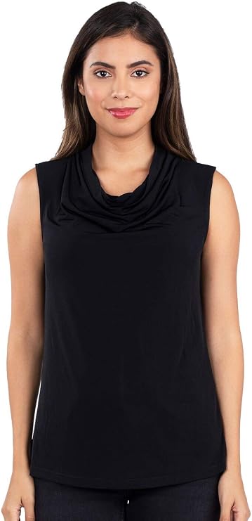 womens black cowl neck top