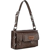 Wrangler Y2K Purse Small Shoulder Bag for Women with Western Detachable Charms & Multiple Pockets