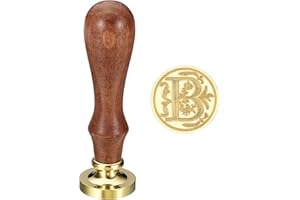 PATIKIL Alphabet B Wax Seal Stamp, Initial Letter Sealing Wax Stamp Classic Retro Removable Brass Head Wooden Handle for Enve