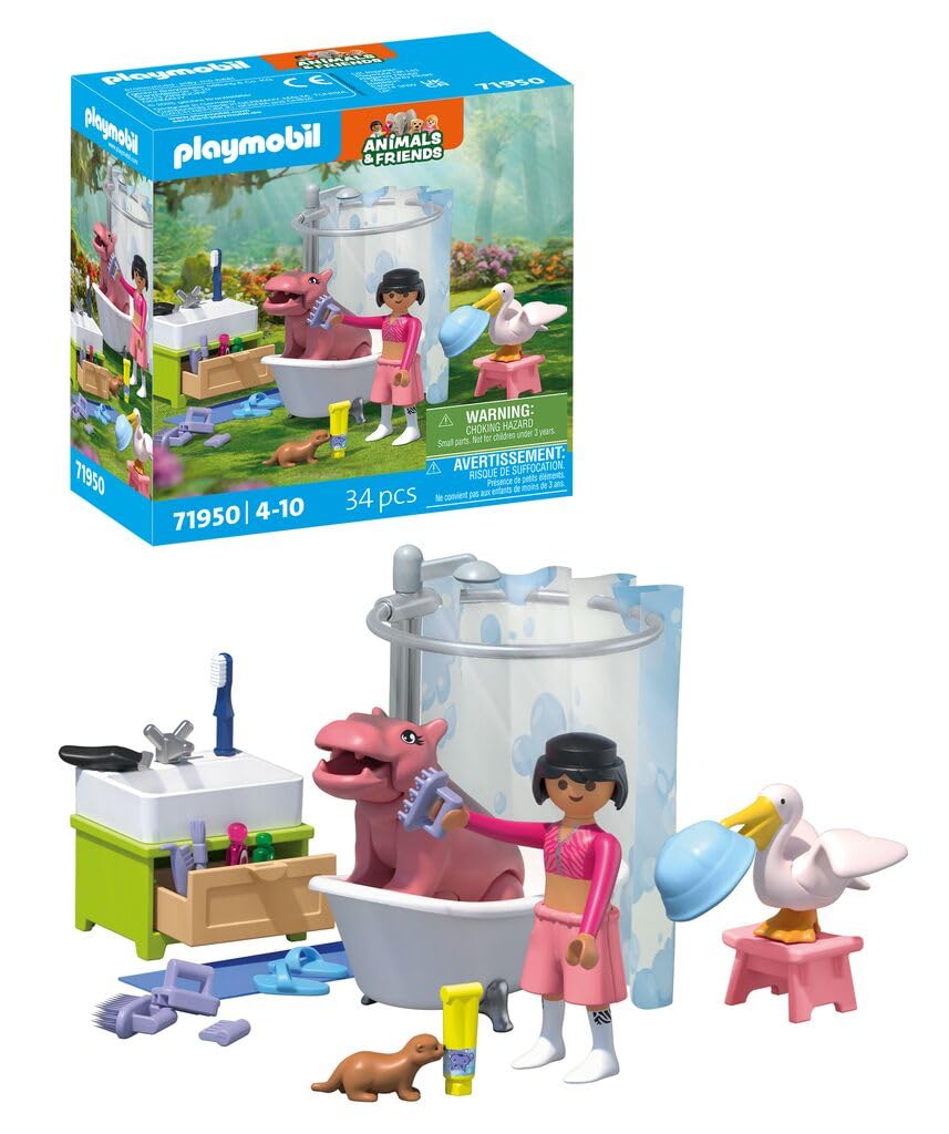 Playmobil | Animals & Friends | Animal Bathing Fun | Toy for ages 4 and up | Gift for children | Encourages creativity & interaction with animals | Animal care and bathing with accessories | 71950