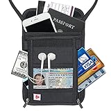AIKELIDA RFID Blocking Passport Holder Neck Stash Pouch Security Travel Wallet