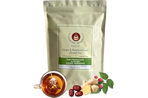 EASTRUE Organic Ginger & Raspberry Leaf Tea for Fertility,Pregnancy & Hormone Balance with Jujube - Caffeine-Free Traditional Herbal Tea for PMS & PCOS Supplements,Postpartum Essential for Lactation - 20 Tea Bags