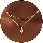 BUBGDYFO Birth Month Flower Necklace for Women,14K Gold Plated Dainty Flower Pendant Layered Necklace Jewelry Birthday Gift for Women