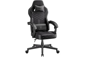 Dowinx Gaming Chair with Pocket Spring Cushion, Ergonomic Computer Chair High Back, Reclining Game Chair Pu Leather 350LBS, Black