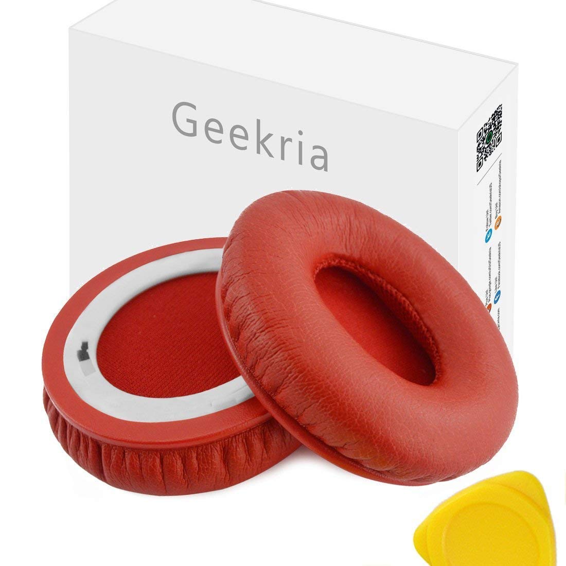 Geekria Replacement Ear Pads for Beats Solo HD On-Ear Headphones Ear Cushions (Not Compatible with Other Headphone Models), Repair Parts (Red)