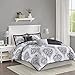 Intelligent Design Senna Comforter Set Full/Queen Size - Black/Gray, Damask – 5 Piece Bed Sets – All Season Ultra Soft Teen Bedding - Great For Guest Room and Girls Bedroom
