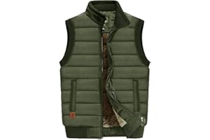 VtuAOL Men's Outerwear Vest for Men Winter Puffer Vests Fleece Lined Outdoor Warm Sleeveless Jackets