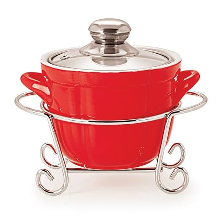 Cello Prego Cuoco Round Casserole With Metal Stand 1500ml, Red