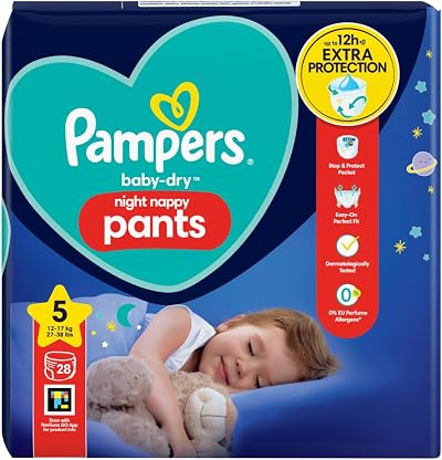 Pampers Baby-Dry Night Nappy Pants Size 5 28 Night Nappies 12-17kg