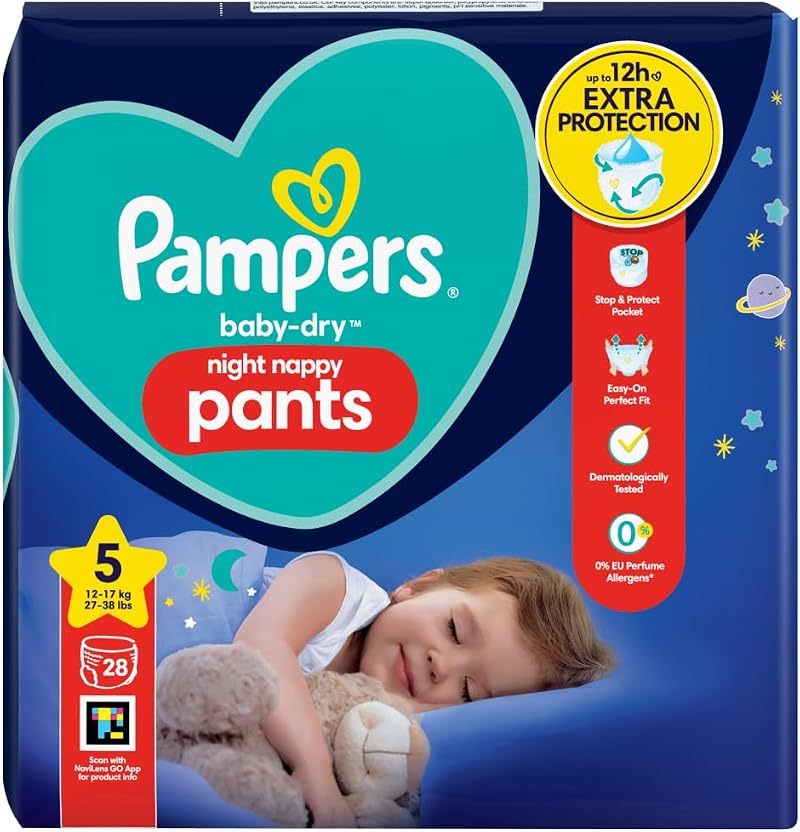 Pampers Baby-Dry Night Nappy Pants Size 5 28 Night Nappies 12-17kg