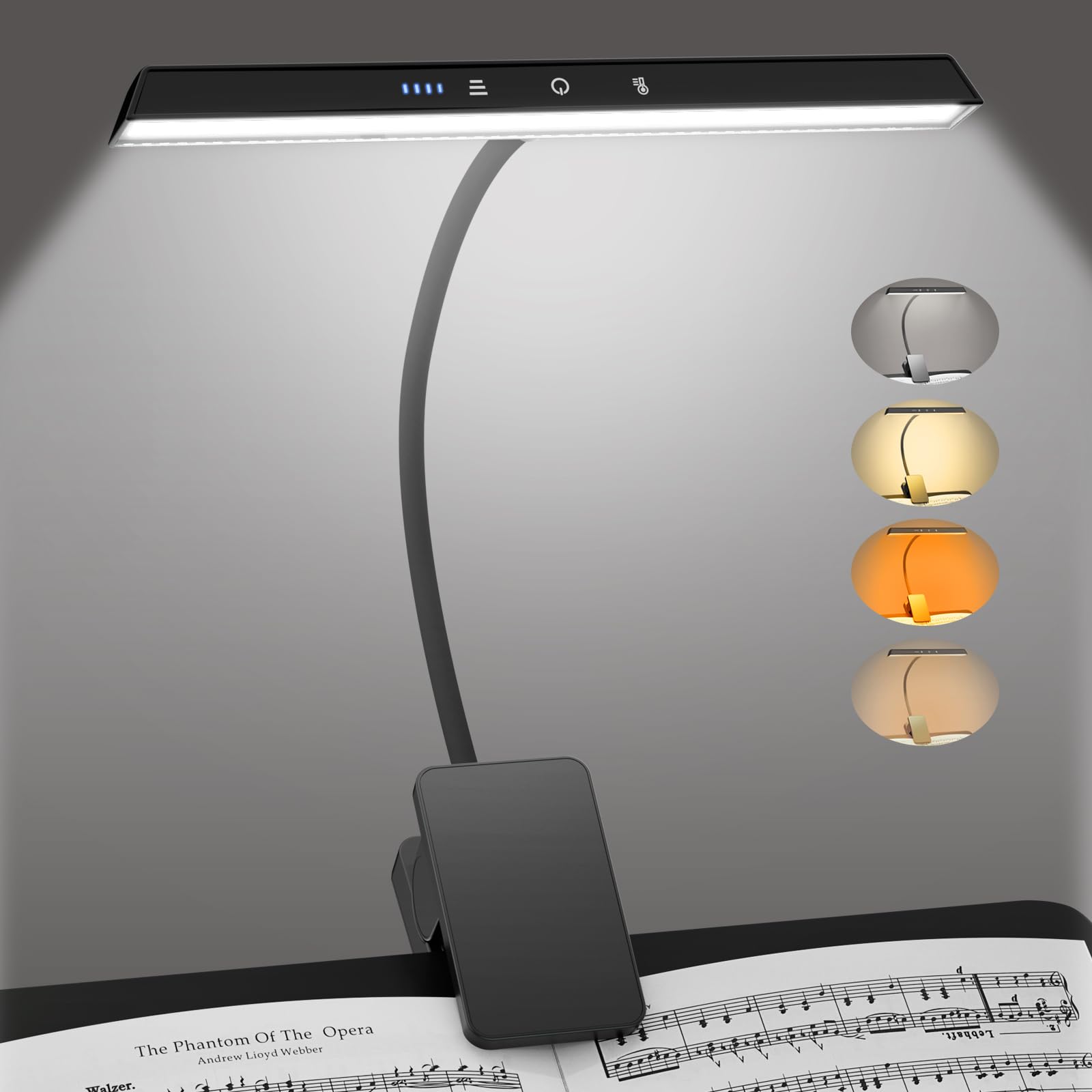 Photo 1 of ***(PARTS ONLY/ NON FUNCTIONAL)***Professional 47 LED Rechargeable Music Stand Light - Eye Caring Clip on Piano Lights, 4 Color & 3 Brightness, USB-C, up to 110 Hrs Runtime, Portable Lamp for Musician, Grand/Upright Piano, Reading
