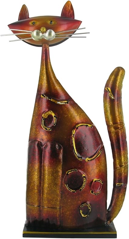 Prezents Com Orange Metal Cat Sculpture Statue Ornament Contemporary Home Decor Amazon Co Uk Kitchen Home