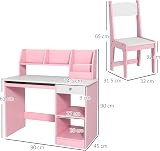 ZONEKIZ Kids Desk and Chair Set Pink with Storage 5-8 Years view 7