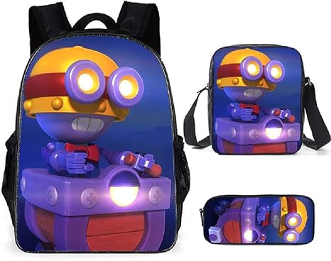 Amazon Co Jp キッズリュック3pcs 3d乱闘乱闘プリントプライマリースクールバッグ ショルダーバッグ ペンケース 軽量子供のバックパックセット C ホーム キッチン