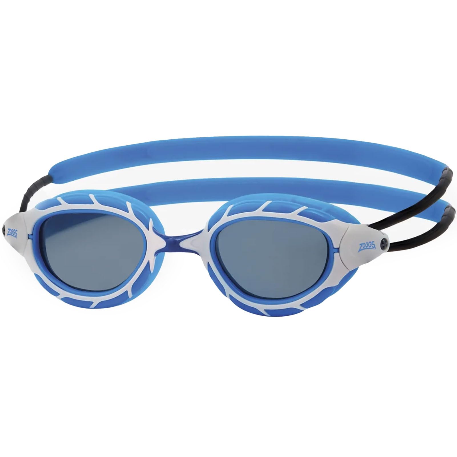 Zoggs Predator Swim Goggles, UV Protection, Quick Adjust Straps, Fog Free Lenses, Ultra Fit, Blue/White/Tint Smoke - Smaller Fit